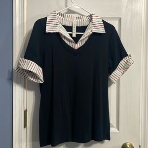 LA Blues XL black and pinstripes top